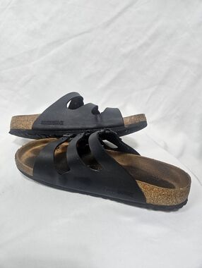 Birkenstock Florida Black Sandals Womens 40 US 9 Triple Strap Comfort Cork